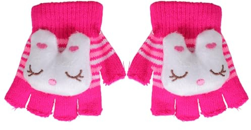 Fcnjsao Halbfinger-Handschuhe für Kinder, handgewebt, atmungsaktiv, dick, Unisex, Baby, kältebeständig, fingerlose Handschuhe für Kinder