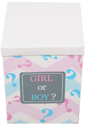 FIXOSHEE Caja para Revelación de Género Globos para Shower Contenedor de Papel Plegable 30X30X40 CM Decoración para Fiesta o Niña Artículos para Celebración de Cumpleaños