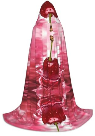 BLWSLC Capa con capucha con estampado de cerezas rojas para adolescentes, cosplay, disfraces y fiestas de vacaciones
