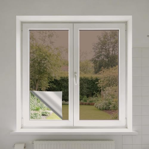 Vinilos para Cristales 64 x 165 cm Anti UV Anti Calor Unidireccional Película para Protección Solar Estática Protección Visual para Hogar Oficina Tienda, té de Plata