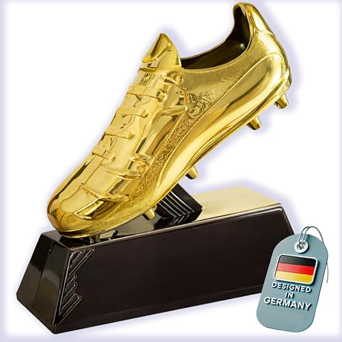 Larius Scarpe da calcio dorate Coppa (13,5 cm, 212 g) - Trofeo da calcio con incisione opzionale - Coppa vincente per tornei, MVP & Marcatoriere - S2 (senza testo desiderato, M)