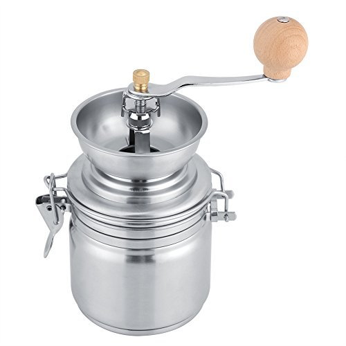 Fdit Coffee Grinder Manual Spice Nuts Grinding Herb Mill Stainless Steel Machine Thickness Adjustable Hand Crank Tool(Silver)
