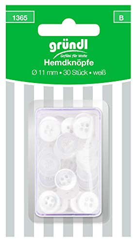Gründl 30 Hemdknöpfe | 11mm Durchmesser | 4-Loch | in weiß-transparent