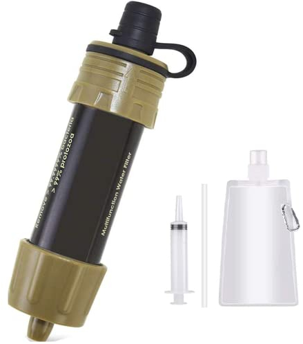 Lixada Filtre à Eau extérieur Système, Personnelle Filtration de Paille Purificateur Eau pour la Randonnée Le Voyage en Plein Air en Situation d’Urgence Enlève Bactéries