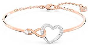 Swarovski Hyperbola Armreif, Unendlichzeichen und Herz, Weiss, Metallmix