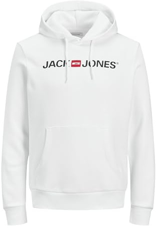 Jack & Jones Homme Jjecorp Logo Hood Noos 12137054 Sweat shirt capuche, Blanc, XXL EU