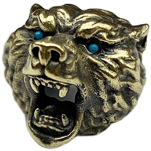 TAOYATAO Brass bear head EDC Bead DIY Paracord keychain Bead Bracelet Accessories Bead,Necklace Pendant Bead,Lanyard Bead,Brass Charms(1 pc Brass)
