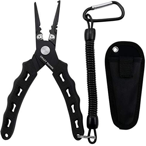 CRAZY SHARK Multifunktionale Angelzangen Linie Cutter Hook Remover Tackle mit Scheide und Lanyard
