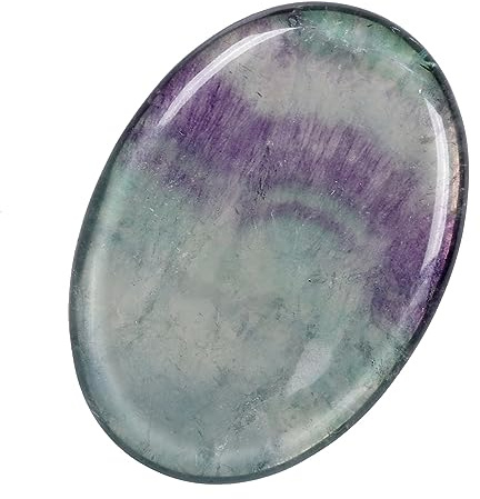 Nupuyai Fluorit Stein Handschmeichler Edelstein Daumenstein Taschenstein | Handschmeichler Glücksbringer, Trommelstein Heilstein oval, Reiki Kristall Energiestein für Massage Meditation Chakra