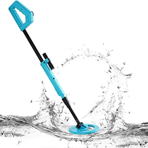 allsun Handheld Lightweight Metal Gold Detector with 6 Inch Rainproof Search Coil 29.5-40 Inch Height Adjustable Stem Flashlight Blue
