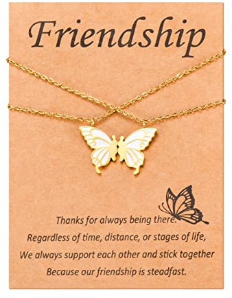 CheersLife Freundschaftskette 2 Bester Freund Bff Schmetterling Passende Halsketten Schmuck Geschenke Für Teenager Mädchen Frauen Freunde Ferngeburtstagsgeschenk Gold