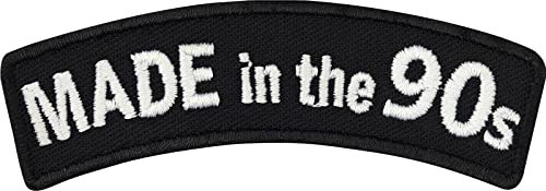 Parches ropa termoadhesivos Made in the 90s | Parche decorativo de fiesta de los noventa para planchar en motociclistas | Insignia de cumpleaños para todo tipo de telas | 70x20 mm