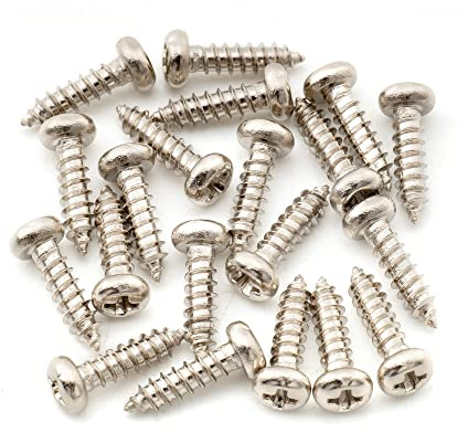 Musiclily Ultra 2,5x9mm Halsstababdeckungs Schrauben Nickel 20er Set | Edelstahl, Pan Kopf,für USA LP Style E-Gitarre