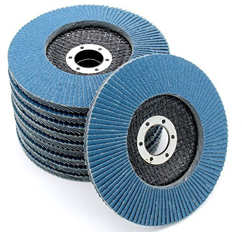 Goodway Dischi lamellari professionali, 20 pezzi, Ø 125 mm x 22,2 mm, disco abrasivo a ventaglio – grana 40/60/80/120 – blu – inox – piatto abrasivo per acciaio inossidabile, metallo e legno