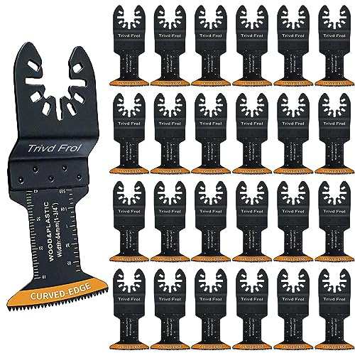 Trivd Frol 100Pcs Curved-Edge Oscillating Tool Blades Professional Universal Oscillating Saw Blades Wood Multitool Blades Compatible with Dewalt, Milwaukee, Ryobi, Rockwell, Bosch