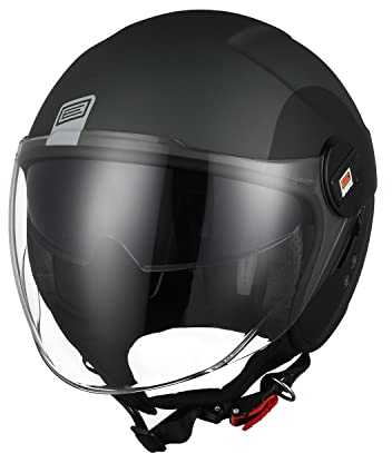 ORIGINE Motorradhelm Jethelm Roller Helm Scooter Helm Chopper Helm Moped Mofa Helm mit Doppelvisier ECE Zertifizierung (Track Black Titanium,XL)