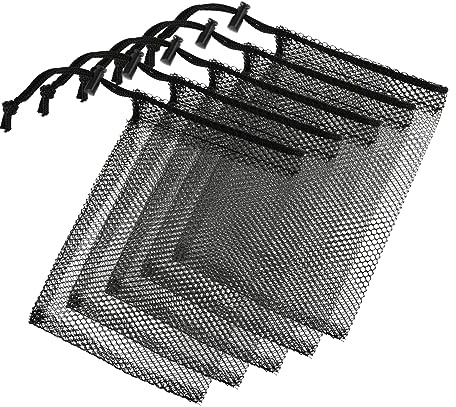 5 Stück Netzbeutel Klein, Organzasäckchen 20x15cm Beutel Mit Kordelzug Netzbeutel, Kordelzugbeutel Packbeutel Netztasche, Black Mesh Bags Netztasche Sandspielzeug Für Reise, Kosmetik, Speichern (5)