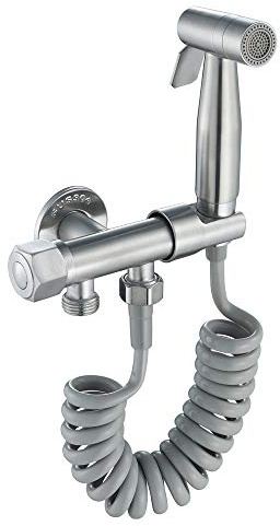 Bidet Sprayer with Two Water Flow Modes Stainless Steel Brushed Portable Cloth Diaper Washer Shower Sprayer Set Wall Mounted Bathroom Shower Bidet Tap for Personal Hygiene, Floor Cleaning