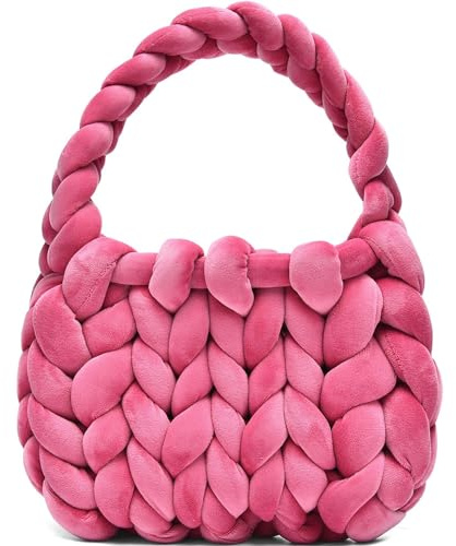 Borsa a tracolla intrecciata a mano da donna, in filato grosso, realizzata a mano