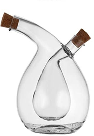 TQQEPOOL Aceitera Y Vinagrera 2 En 1,Botella Vidrio para Aceite Oliva Y Vinagre Balsámico con Tapón Corcho,Jarra Vidrio Soplado A Mano (Color : Clear, Size : 15.5 * 5.5cm)