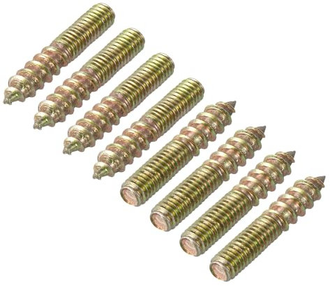 uxcell M6 Hanger Bolts Length 1-1/8(30mm) Double Headed Bolts Self-Tapping Screw 6mm Wood Joint Furniture Legs 30pcs