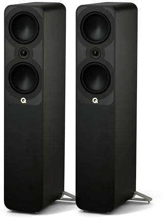 Q ACOUSTICS 5050 Floorstanding Speakers Satin Black – 2 x 6 Mid/Bass Drivers, 1 Tweeter - TV Speakers for Surround Sound System - Vinyl Record Player Speakers Hifi, Gaming PC Speakers