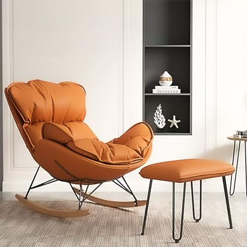 Sillon Lactancia, Mecedora Salon, Butacas de Salon, Mecedora Cómoda Tapizada que se Puede Limpiar con Otomana, Movimiento de Balanceo Suave, Fácil de Montar, Base de Madera Maciza ( Color : D )