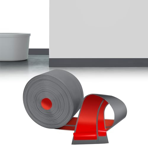 LIHIQIYA Weichsockelleiste Selbstklebend Schwarz, Sockelleiste Selbstklebende, Knickleiste Abschlussleiste PVC, Flexibel Knickleiste (Grau, 50mmx20mmx6M)