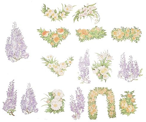 SEWOART 60stücke Dekorative Blumenaufkleber Selbstklebende Pflanzenetiketten Für Scrapbooks Kalender Und Tagebücher Zufälliger Stil