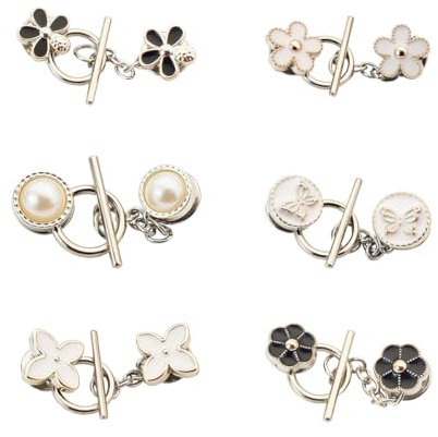 Lot de 6 broches pour vêtements pour femme - Col - Clips pour vêtements - Fleurs - Col - Clip de sécurité, Acier inoxydable