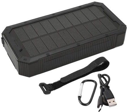 Bonbela Solcellsladdare, 36800 MAh, solpowerbank, bärbar laddare med 36 lysdioder för klättring, solkraftbank (svart)