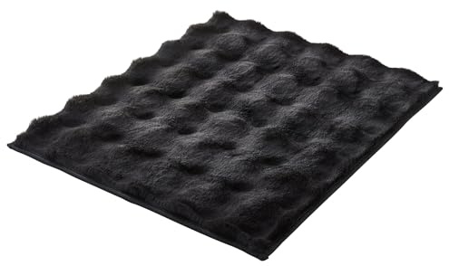 Kleine Wolke Badteppich Cloud Schwarz 50 x 60 cm | OEKO-TEX zertifiziert, rutschhemmende Unterseite, für Fußbodenheizung, maschinenwaschbar, 100% Polyester