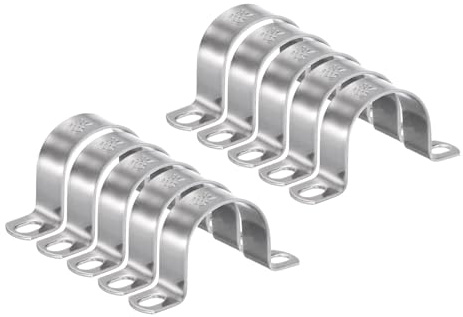 sourcing map 10pcs 1 5/8 Inch 42mm Conduit Clamps, M42 U Tube Pipe Clamp, Stainless Steel Rigid Pipe Strap, U Shaped Bracket with Two Hole for Pipe Tube Hose Wire Cord,Thick