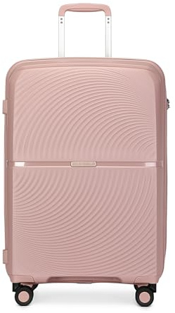Brittisk resenär resväska lätt PP hård skal vagn, mode resa handbagage kabinstorlek, TSA-lås checkfodral med 4 spinnhjul, NAKEN, M, Hårt skal bagage