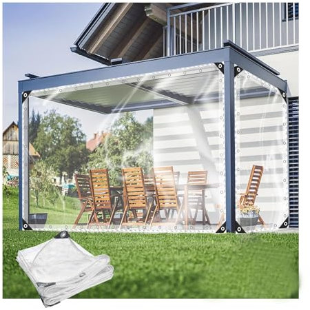SHINGJING Transparente Vinylplane, 0,35 mm Dicke multifunktionale PVC-Schutzhülle,wasserdichte Plane,strapazierfähige Planen,wasserdicht und reißfest,for Auto, Camping, Gartenmöbel(2x7m/6.5x22.9ft)