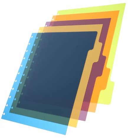 5 Blatt PP Trennblätter für Spiralhefte, Farbige Registerblätter | 11x8,5 Zoll Format, für Binder und Dokumente, Home und Office, Organisierte Optik