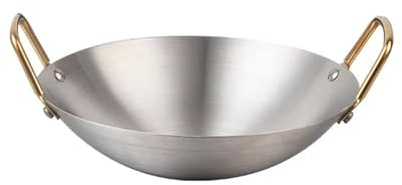 F Fityle Padella Acciaio Inox, Multifunzionale, per fornelli, ristoranti, pentole asciutte, Padella per friggere Le Verdure, stufare, cuocere a Fuoco, 26 Cm