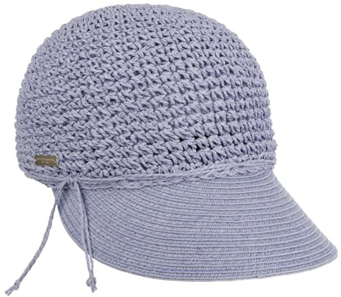 Seeberger Uni Rollable Crochet Cap Damencap Sommercap Sonnencap Sonnenvisor Strohcap Strandcap Damen - mit Schirm Sommer Frühling-Sommer - One Size lila