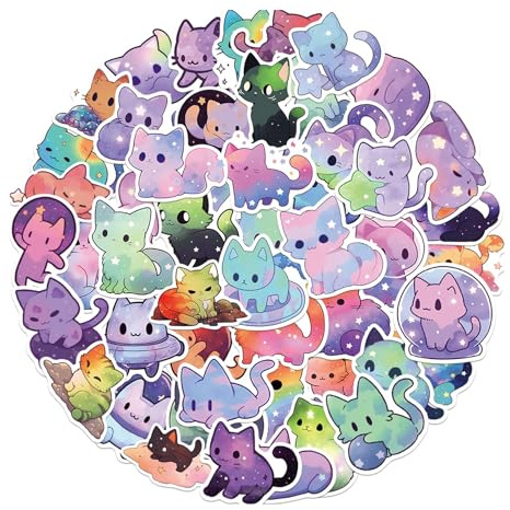ZMDMAH 50 Stücke Katzenaufkleber, Süßer Katze Aufkleber Grosse Sticker, Wasserdicht Vinyl Stickers Decals für Fahrrad Motorrad Graffiti Skateboard Laptop Computer Gepäck Jungen und Mädchen
