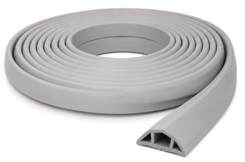 Jandei - Canaleta Pasacables para Suelo con Adhesivo. Protector de Cables, Ideal para el Hogar, la Oficina, Lugar de Trabajo, Almacén (4x1x200cm Gris)