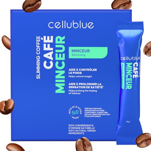 Café Minceur Brûle-Graisses - Cellublue - Sans sucre, Zéro calorie - 15 sticks XL, jusqu'à 45 expresso