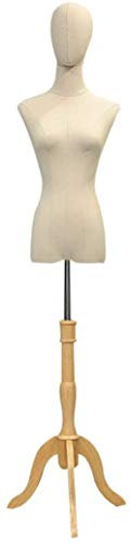 SHANYAYALI Weibliche Schaufensterpuppe, Torso, Körperkleid, Form mit Holzstativ und Kopf für Kleidung, Kleid, Schmuck, Display (Holz, S)