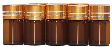 Luo House 10pcs 16x26mm Tiny Mini Small Brown Bottles Glass Vials 2ml with Caps 0.6x1inches