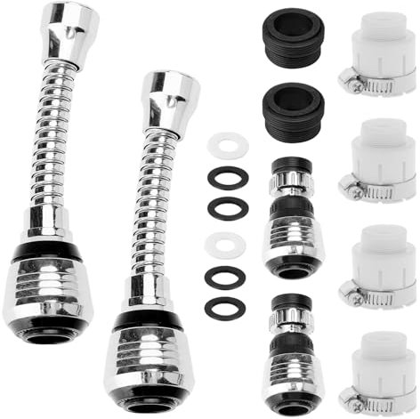 UOCAI 4 Pezzi Estensione per Rubinetto, Girevole a 360 Gradi Flessibile Estensione del Rubinetto, Estensione Rubinetto, Aeratore Girevole, 2 Modalità Tubo Rubinetto Aeratore per Lavello Cucina