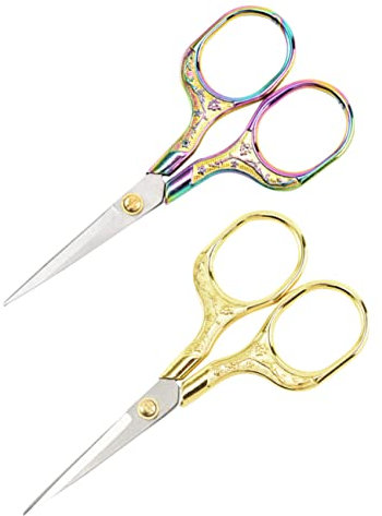 SHINEOFI 2piezas Tijeras Retro De Acero Inoxidable Tijeras Resistentes y Pequeñas Hogar Para Cortar Hilo De Coser Para Sastre y Útiles Escolares