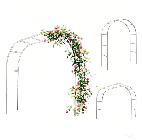 Tonnelle de jardin blanche/noire, extérieure Arche de Jardin，stabilité Treillis en métal pour plantes grimpantes et arche de décoration de mariage 80x200/140/230/180/220/300x220/350x220cm(White,200cmx