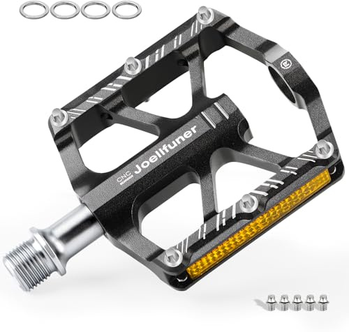 Joellfuner Pedales Bicicleta, Pedales MTB de 3 Rodamientos Pedales Bici con Clavos Antideslizantes Extraíbles para MTB Bicicleta Carretera Ciclismo (Ferroso)