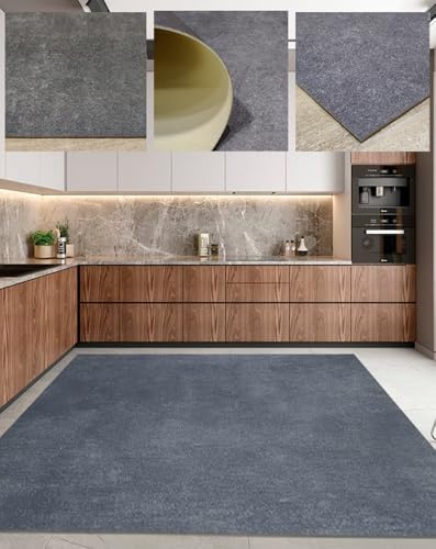 Tadi & Imperio1979 Tappeto in PVC liscio, colore grigio, effetto cemento, lungo, per corridoio, corsa, cucina, facile da pulire, 65 x 180 cm, grigio