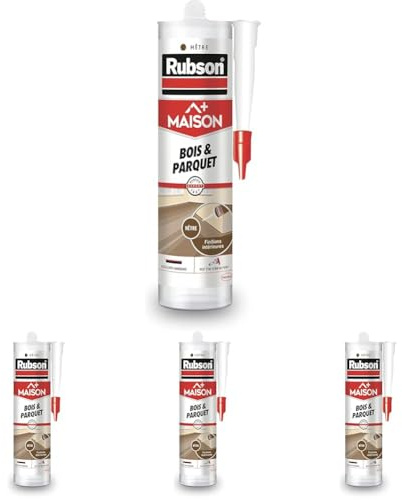 Rubson Mastic Maison Bois & Parquet couleur Hêtre (cartouche de 280 ml), Mastic acrylique pour tous supports bois et maçonnerie, Joints intérieur abrité (Lot de 4)