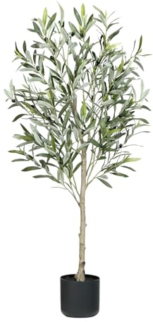 Bludrfnly Olivenbaum Künstlich 120cm - Kunstpflanzen Groß | Künstliche Pflanzen Deko, Künstliche Olivenbaum im Topf für Zuhause, Wohnzimmer, Flur, Schlafzimmer, Büro, Einkaufszentrum